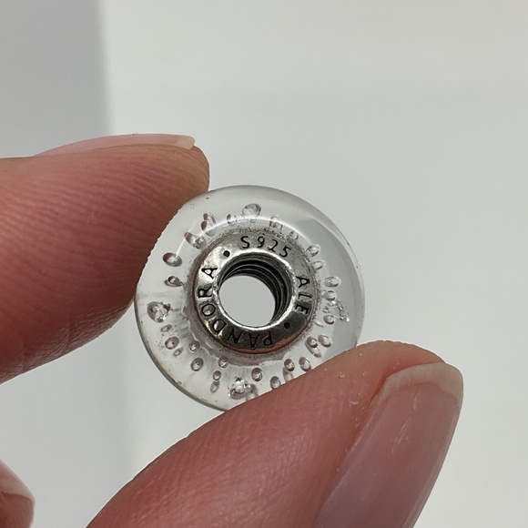 Pandora White Effervescence Retired Murano Glass Clear Bracelet Charm - Picture 2 of 9